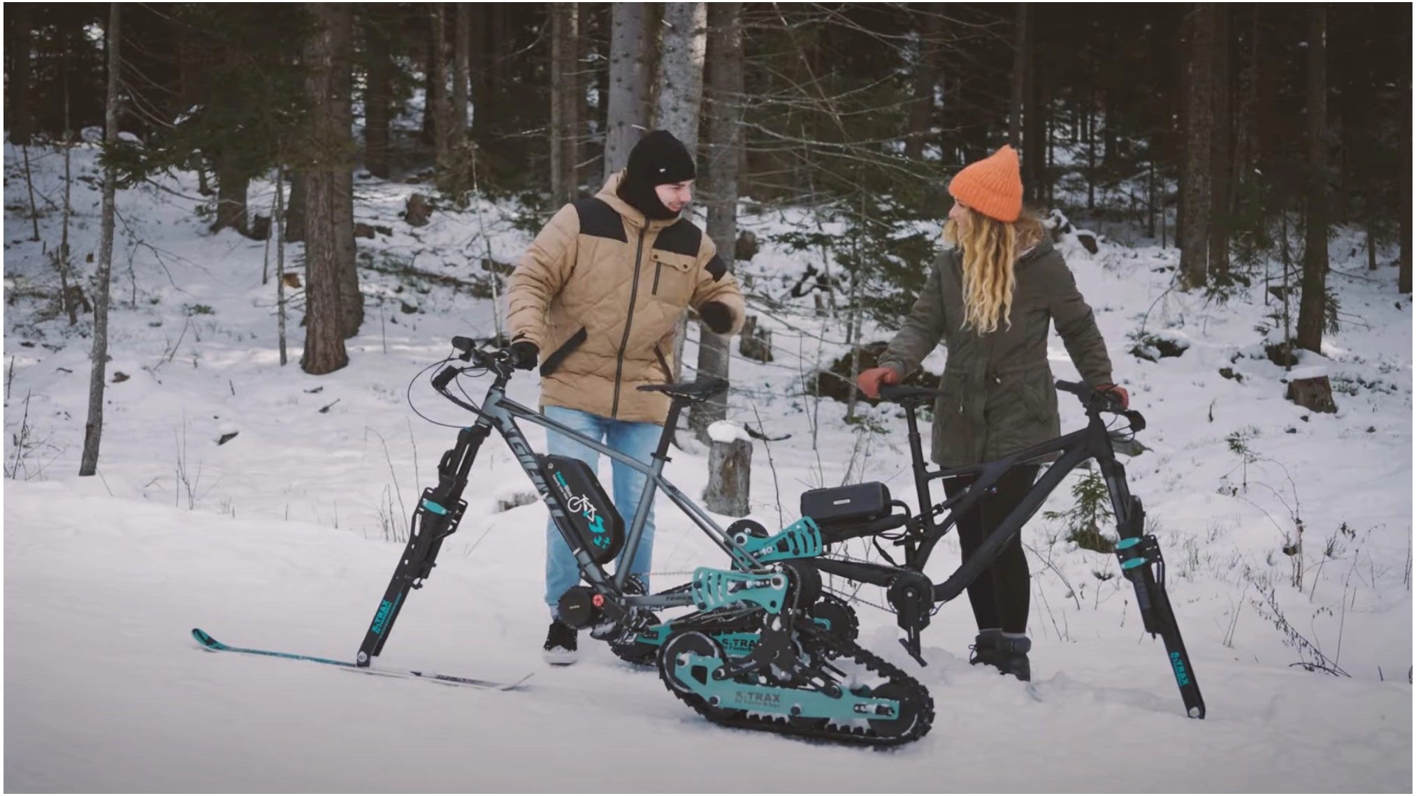 S-Trax: Umbausatz verwandelt herkömmliche E-Bikes und Fahrräder in winterliche Schneemobile